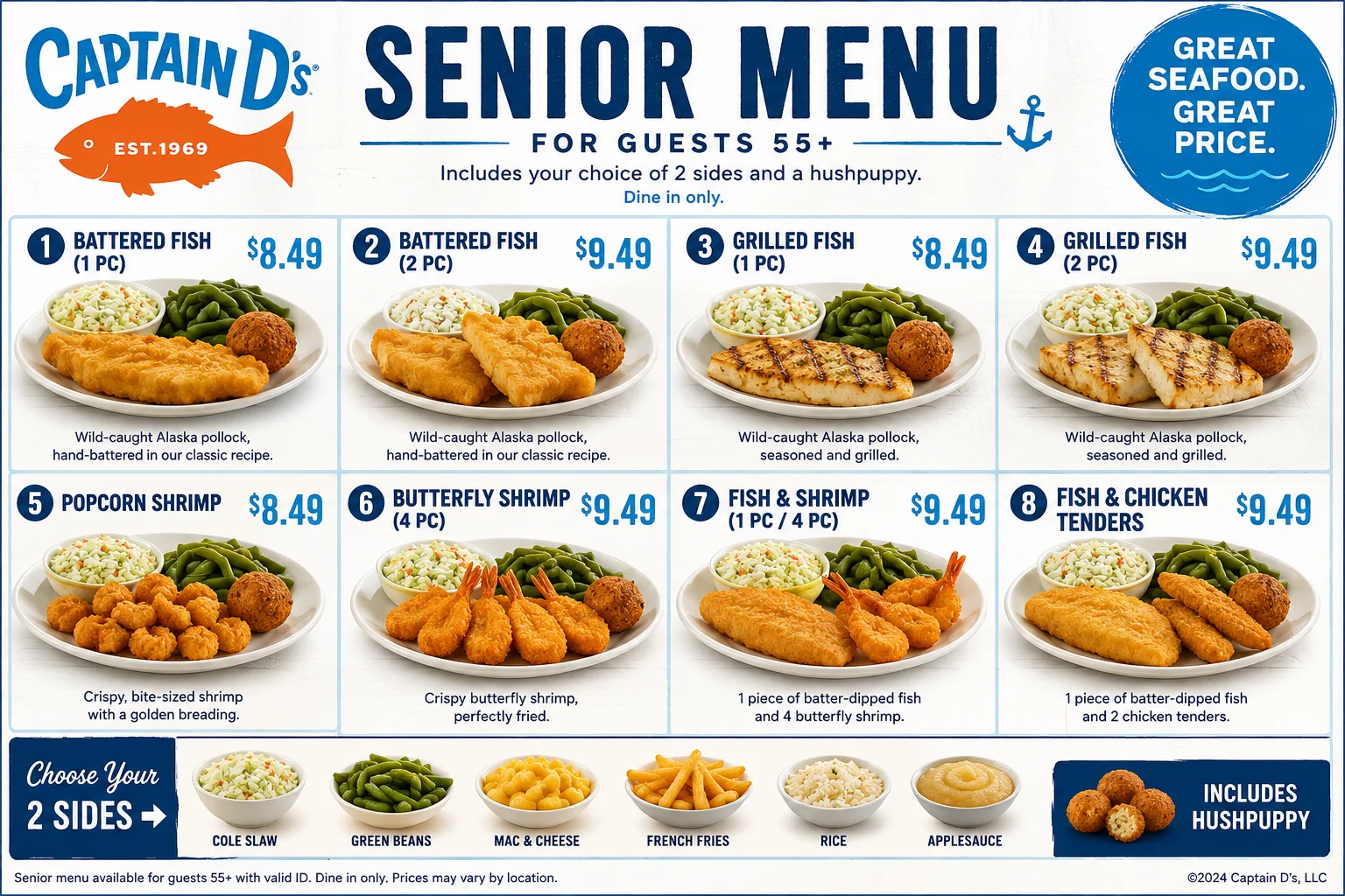 Captain d's Senior Menu With Prices